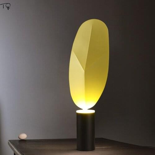 Nordic Modern Individual Art Decor Rose Gold Leaf Table Lamp Simple Luxury Led Desk Light Bedroom Bedside Living Room Study Cafe