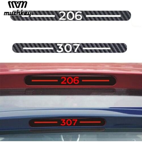 Newest Carbon Fiber Car Sticker Of Additional Brake Light Fit For Peugeot 206 301 307 High Brake Rear Light Sticker Car Styling