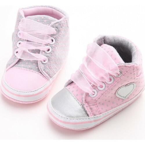 Newborn Baby Shoes Girls Soft Sole Dot Crib Shoes Anti-slip Sneaker Prewalker Baby Shoes 0-18M