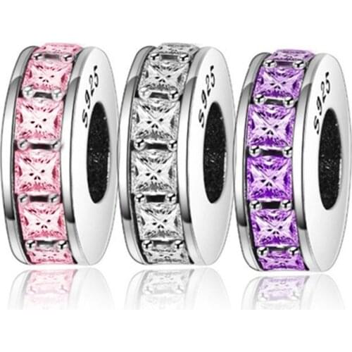 Wholesale Price Fit Original Bracelet Austria Crystal Spacer Beads For Jewelry Making 925 Sterling Silver Crystal Spacers Charms