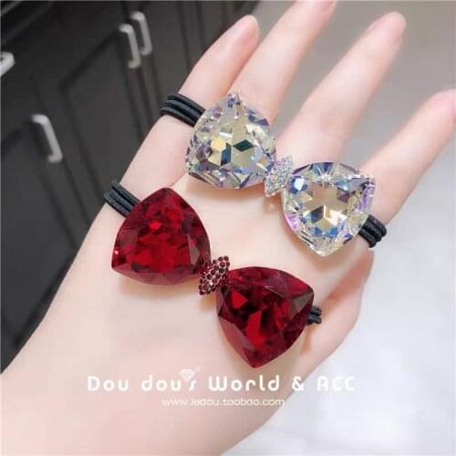 Crystal Butterfly Bow Hair Band Accessories Transparent Diamond Rhinestone Bow-knot Elastic Hair Ties Ropes Rubber Band Present