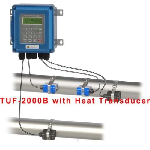 TUF-2000B Ultrasonic Flowmeter with Heat Meter PT-100 (CT-1)TM-1 Transducer DN50mm-700mm RS485 Modbus for industrial control