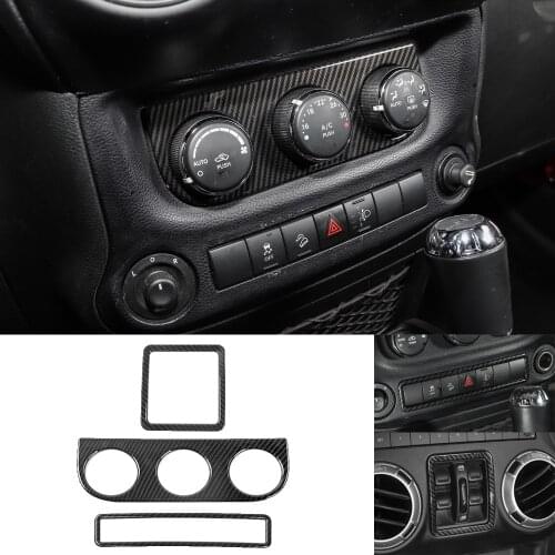 Carbon Fiber ABS Window Lift Air Condition Emergency Light Switch Decoration Cover for Jeep Wrangler JK 2011-2017 Accessories