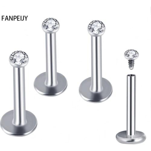 Fanpeijy Ear Cartilage Lip Piercing Surgical Steel Internally Threaded Micro Gem Tragus/Helix/Labret Stud with 2/2.5/3mm Top