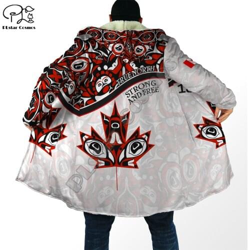 PLstar Cosmos Canada Flag 3D Print New Fashion Winter Men/Women Hooded Cloaks Fleece Wind Breaker Unisex Casual Warm Overcoat C1