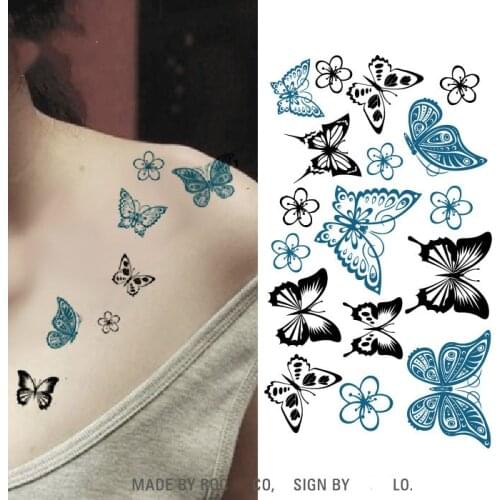 1Pcs Butterfly Temporary Tattoo Stickers Waterproof Tattoos For Women Sexy Arm Clavicle Body Art Hand Foot for Girl Men HC1003