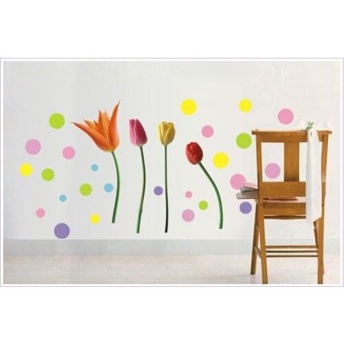 High Quality Tulip Flower Wall stickers wall decor Large living room 6007 bedroom TV wall decals wall mural Free Shipping
