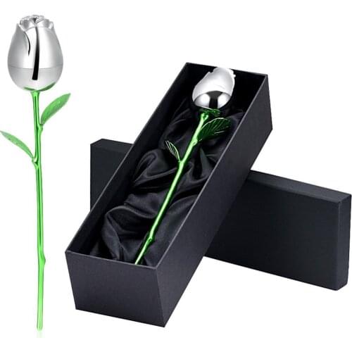 Green and Rose Flower Stainless Steel Cremation with Box Souvenir Colorful