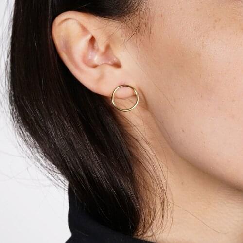 CC Stainless Steel Stud Earring For Women Office Style Round Circle Earrings Fashion Jewelry Minimalist Simple Design YE15764