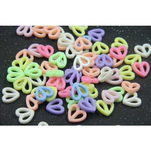 100pcs Mix color DIY Acrylic Heart shape Fashion Candy Beads Fit for Handmade Craft Jewelry Accessories