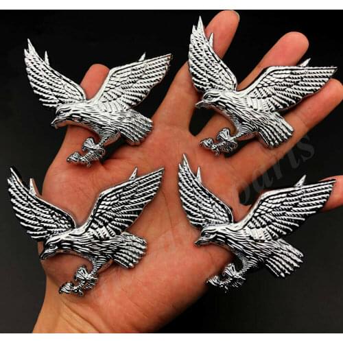 4pcs 3D Chrome Metal Eagle Hawk Logo Car Trunk Rear Emblem Badge Decal Sticker