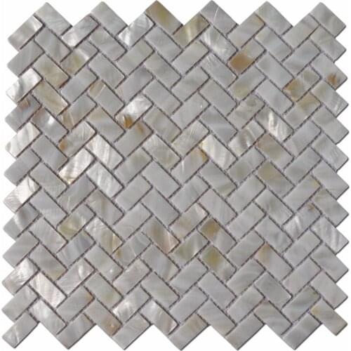 6-Pack White Mother of Pearl MOP Shell Tile for Shower Wall, 12" x 12" Groutless Subway
