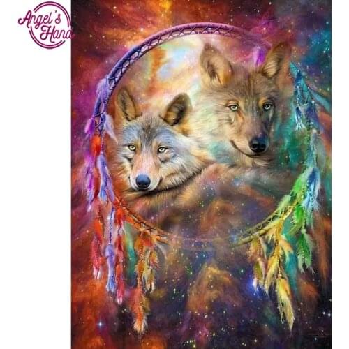 DIY diamond embroidery colorful wolf 5D Diamond painting Cross Stitch full square Rhinestone mosaic home decoration