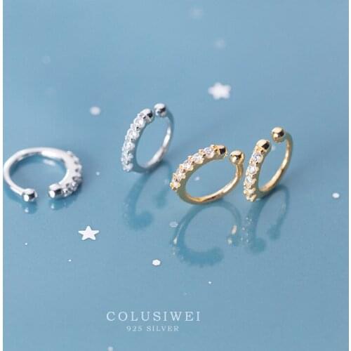 Colusiwei Wedding Clip Earrings for Women 925 Sterling Silver High Quality Cubic Zirconia Tiny Ear Cuff Statement Fine Jewelry