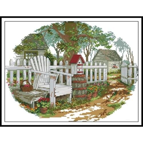 Country Cottage Patterns Joy Sunday Counted Cross Stitch Kits DIY Handwork Needlework 14ct Printed on Canvas 11ct Embroidery Kit