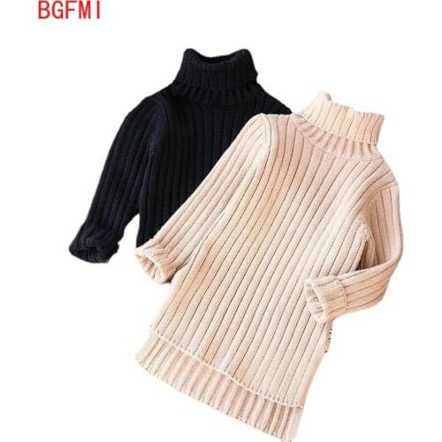 Baby kids Girl Knitted Ribbed Sweater Long Autumn Winter Spring Toddler Child Long Sweater Pullover Turtleneck Baby Clothes 2-7Y