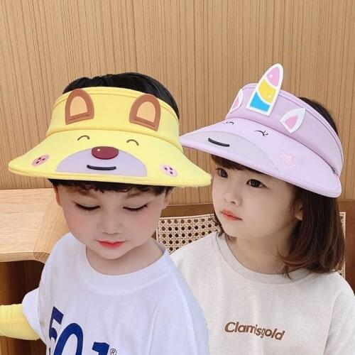 Children Cartoon Bear Rabbit Beach Sun Cap Summer Panama Cap Visor Hat Newborn Baby Wide Brim Hat Sombreros 2021 Fashion