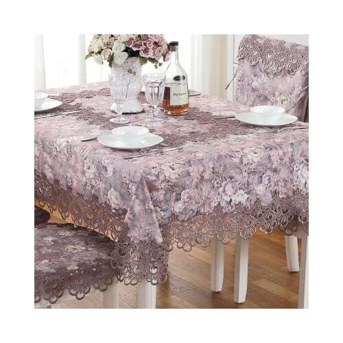 European classical lace embroidered tablecloth table purple coffee table cloth cover flower towel table flag chair cover HM1359