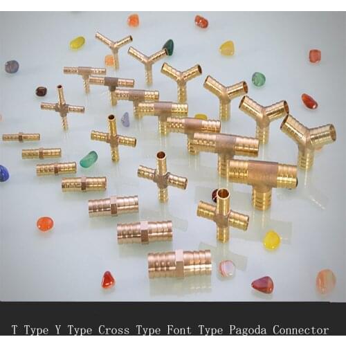 Hose Pipe Fitting Copper Pagoda Joint Fast Insert T-type Three-way Four-way 6/8/10/12/16 mm Gas