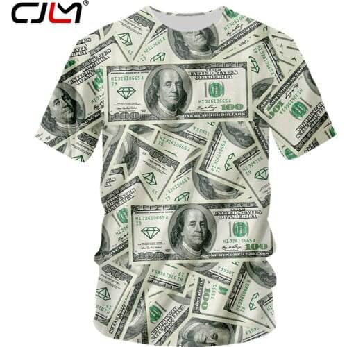 CJLM Fashion Hip Hop O Neck Streetwear Tshirts Men Funny 3D Tshirt Printed US Money Dollars T-shirt Summer Tops Tees Dropship