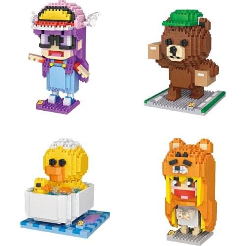 Loz Micro Bricks Classic Cartoon Arale Bath ChickenAnime Diamond Building Blocks Express Bear Mini Blocks Toys For Birthday Gift
