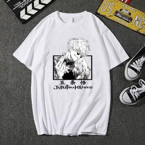 Hot Anime Jujutsu Kaisen White T-shirt Fashion O-neck Casual Cloth