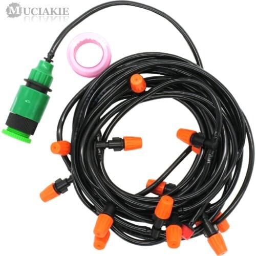 MUCIAKIE 10 Meters Garden Watering Misting Irrigation System Automatic Garden Water Set Mist Nozzle with 4/7mm Tee Connector DIY