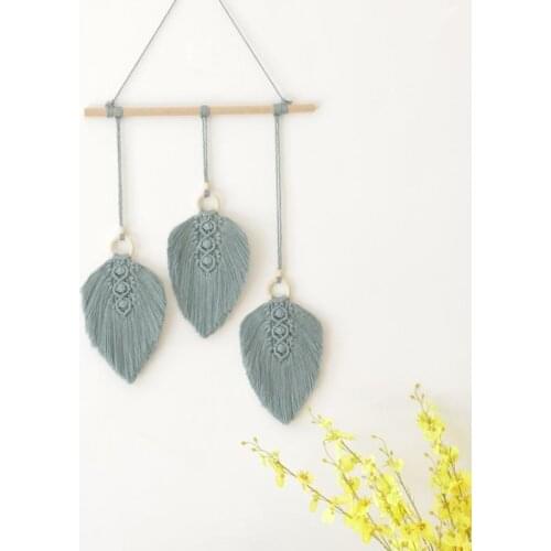 Nordic Style 7 Colors Leaves Macrame Wall Hanging Tapestry Handwoven Cotton Tapestry for Bedroom Baby Room Wall Boho Decor