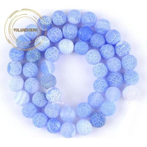 Natural Light Blue Cracked Weathered Stone Beads Round Loose Spacer Beads For Jewelry Making Diy Bracelet Necklace 4/6/8/10/12mm