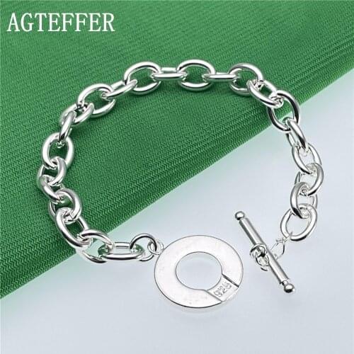 AGTEFFER 2021 New 925 Sterling Silver TO Bracelet Men And Women Fashion Charms Popular Wedding Party Gifts
