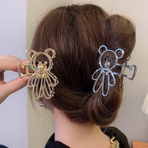 New Women Cute Cartoon Bear Metal Hair Claws Vintage Hair Clips Hairpins Sweet Hair Hold Headband Fashion Hair Accessories