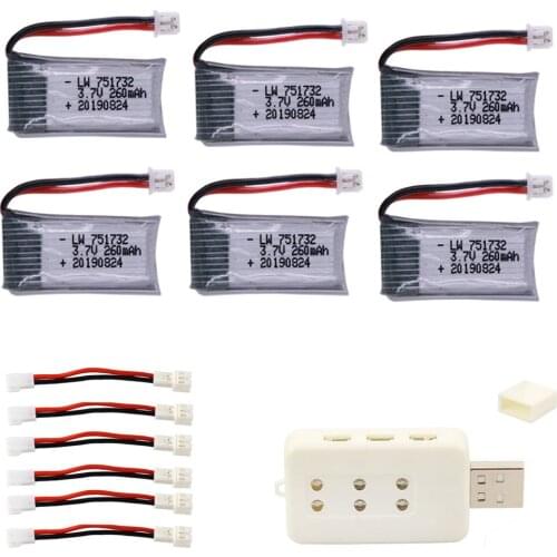 Upgrade 3.7V 260mAh lipo battery and USB Charger For H20 Syma S8 M67 U839 RC Quadcopter Drone Parts 3.7v Lipo Battery