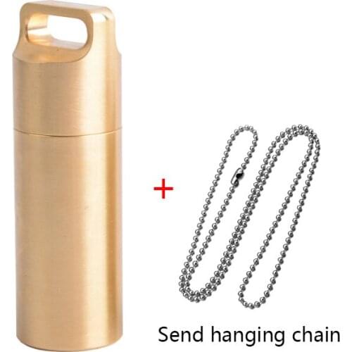 Outdoor EDC Survival Pill Box Container Waterproof Capsule Seal Bottle With Hanging Chain First Aid Emergency Pills Tank