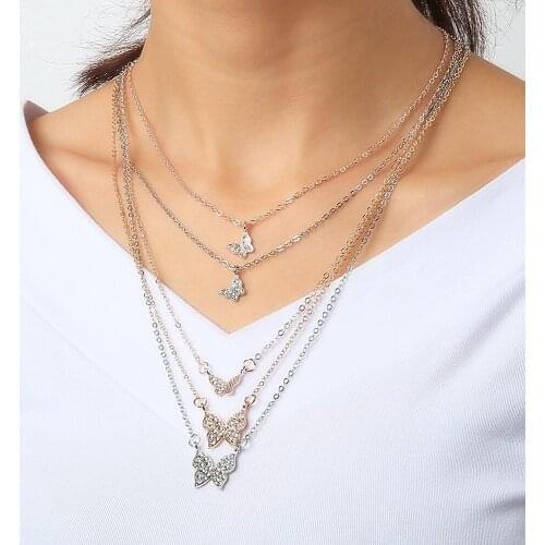 New Necklace 2021 Butterfly Pendant Necklaces for Women Multi-layer Chains Necklace Jewelry Wholesale Collares Kpop