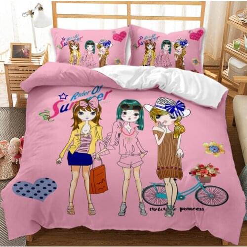 2D Beautiful Girl Duvet Cover Bedding Set Comforter Cover Quilt Cover Set Twin Full Size Home Textile