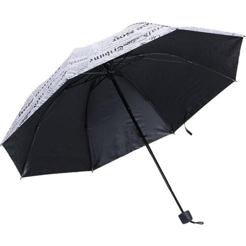 Foldable Mini Manual Travel Umbrella Rain Women Windproof Ultraviolet-proof Sun Pocket Umbrellas Men Black White Newspaper