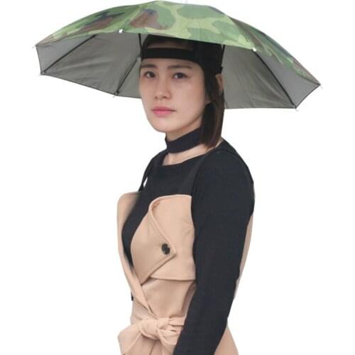 Portable Fishing Rain Umbrella Hat Foldable Outdoor Pesca Sun Shade Waterproof Camping Fishing Headwear Cap Beach Head Hats