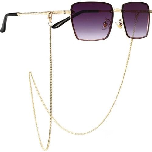 DPZ 2021 Fashion Vintage Classic Metal Style Sunglasses With Chain Women Men Trendy Brand Design Sun Glasses UV400 Oculos De Sol