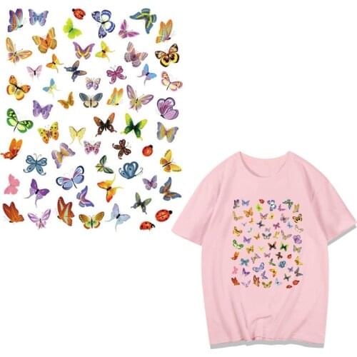Iron on Butterfly Patches For Clothes DIY T-shirt Jacket Applique Heat Transfer Vinyl Letter Animal Patch Sticker Thermal Press