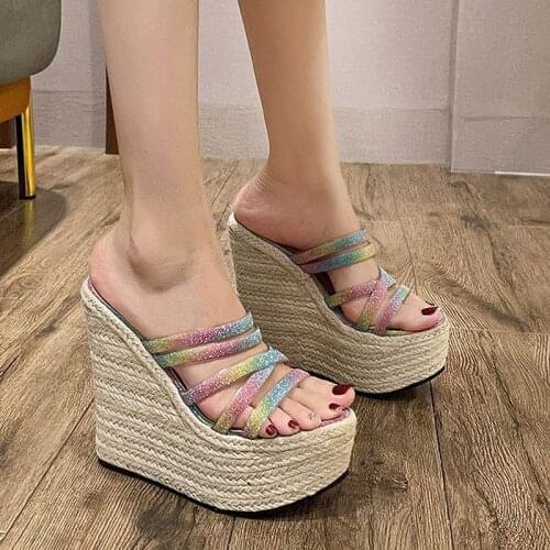 2021 Summer New Platform Wedge Sandals For Womens With Fish Mouth Hemp Rope Weaving High Heels