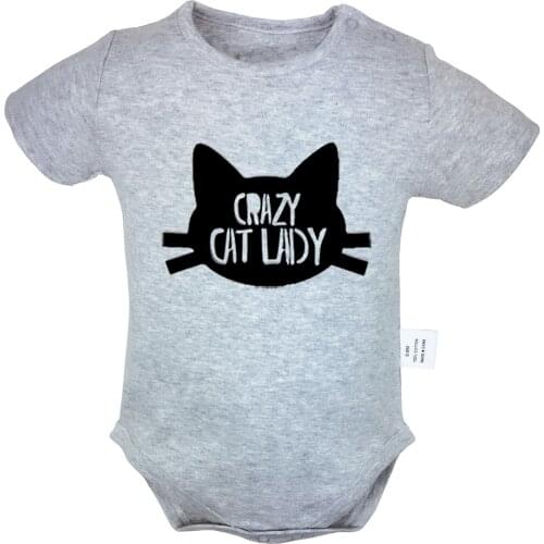 Funny Crazy Cat Lady Marry Game Over Design Newborn Baby Boys Girls Outfits Jumpsuit Print Infant Bodysuit Clothes Cotton Sets