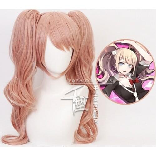 Dangan Ronpa Danganronpa Enoshima Junko Cosplay Wig Pink Long Wavy With Ponytail Clip Heat Resistant Cosplay Wig