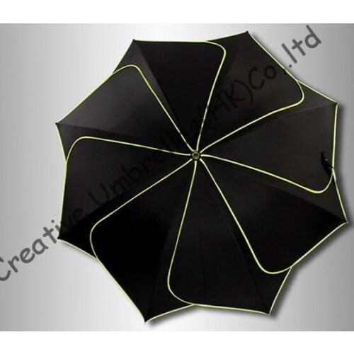 Lotus leaf umbrellas,100%sunscreen,UPF>50+,black coating,TWAIWAN formosa taffeta,UV protecting,rotated fluorescent yellow piping