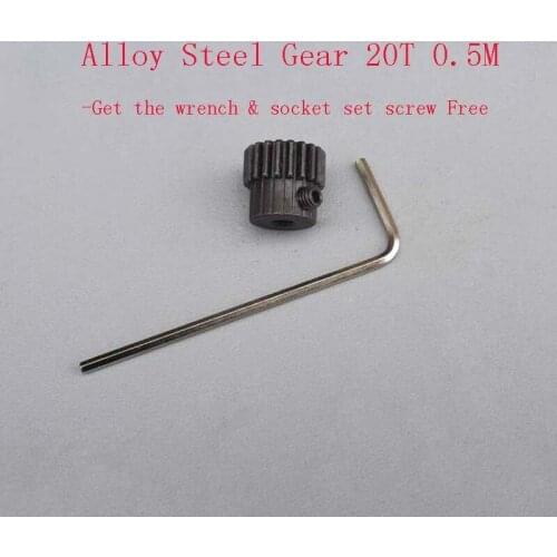 1pcs Alloy Steel Gear 20T teeth 0.5M Modulus Metal Pinion Gear Aperture 3mm/4mm/5mm (get the wrench&screw free) for DIY Model