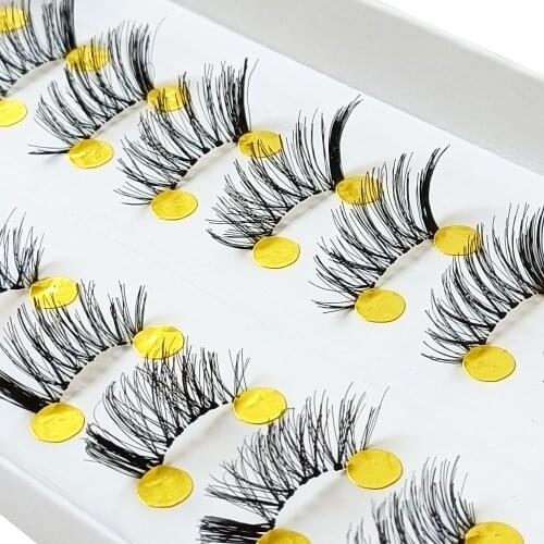 10 Pairs Half False Eyelashes Natural Crisscross Messy Thick Soft Fake Eyelashes 100% Handmade Transparent Stems Makeup Lashes