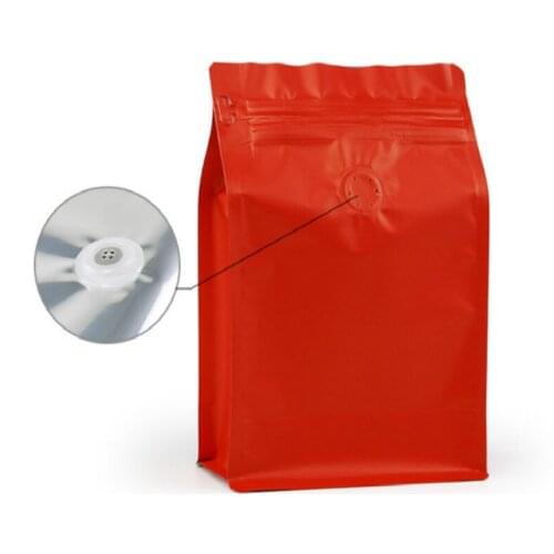 100pcs/lot Large Coffee Zip Lock Aluminum Foil Mylar Bags Reclosable Red Food Storage Bag Air Valve Kitchen Package Bag
