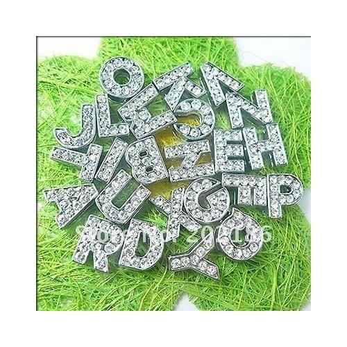 Full rhinestone 8mm A-Z Slide letters Charm 1300pcs DIY Accessories fit wristband pet collar