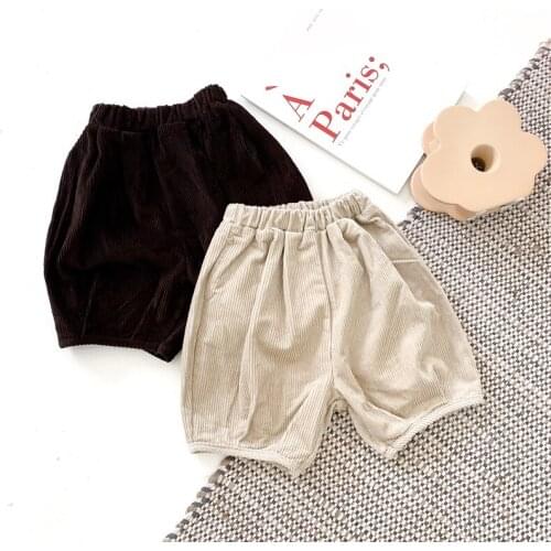 2021 Spring Solid Corduroy Cotton Children Knee-length Pants for Baby Boys Girls Pants Pants for Kids Child Girls Leggings