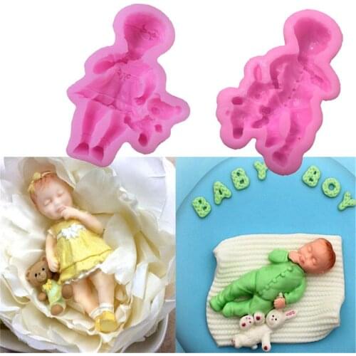 DIY 3D Boy Girl Doll Silicone Cake Mold Baby Chocolate Fondant Baking Mould Cake Decorating Tools Bakeware For Birthday Party