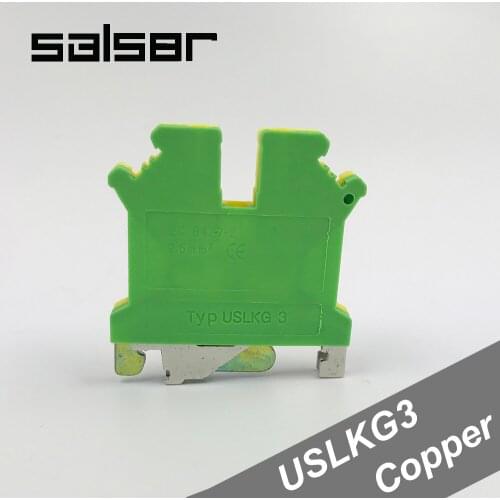 50PCS) USLKG3 Terminal blocks UK3N Universal DIN Rail Mounted lug plate Wiring row connection copper 2.5mm2